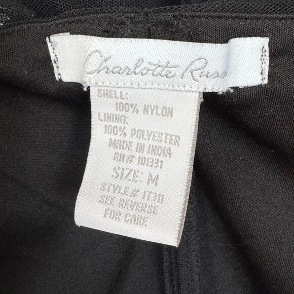 Vintage Y2K Charlotte Russe Black Tulle Satin Floral Applique Off Shoulder Top - Picture 14 of 15